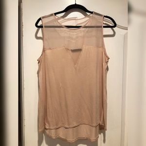 BCBG sheer tanktop worn once bare pink large